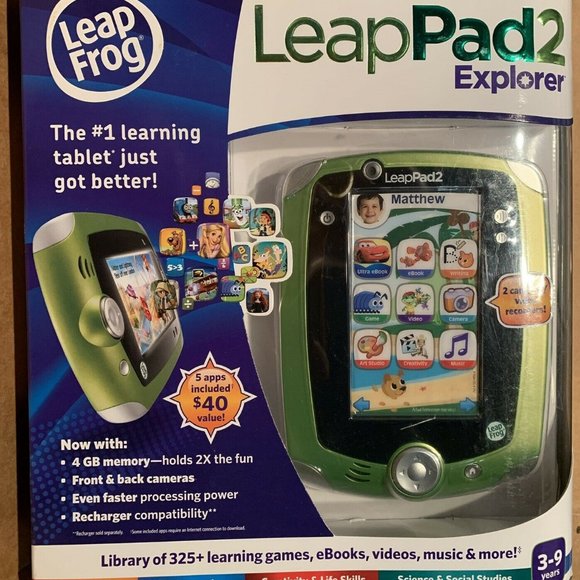 Leapfrog LeapPad 2 Explorer Game System Learning Tablet Green & Apps NEW Sealed - Picture 11 of 15
